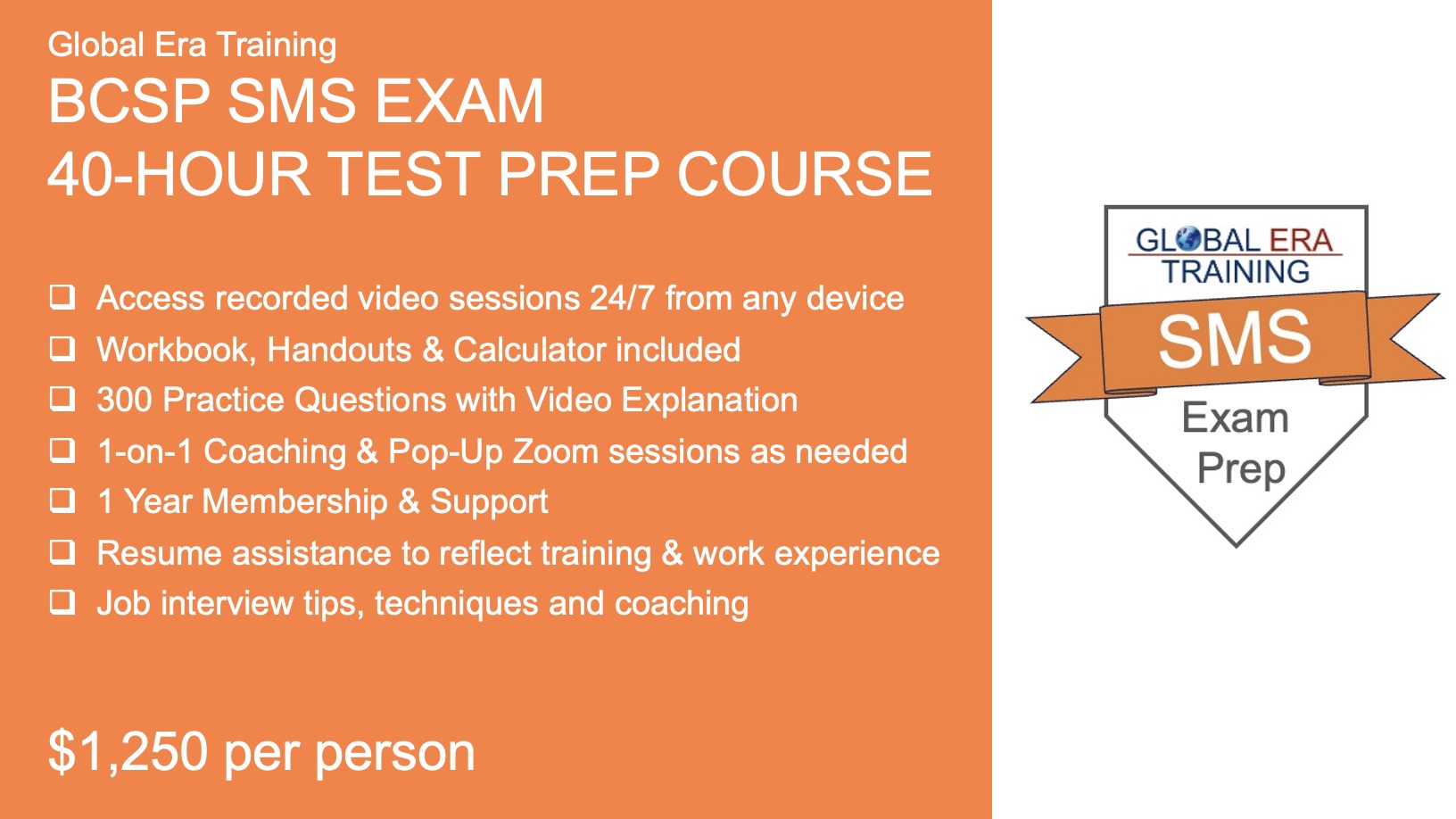 Global Era Training BCSP SMS Exam Test Prep