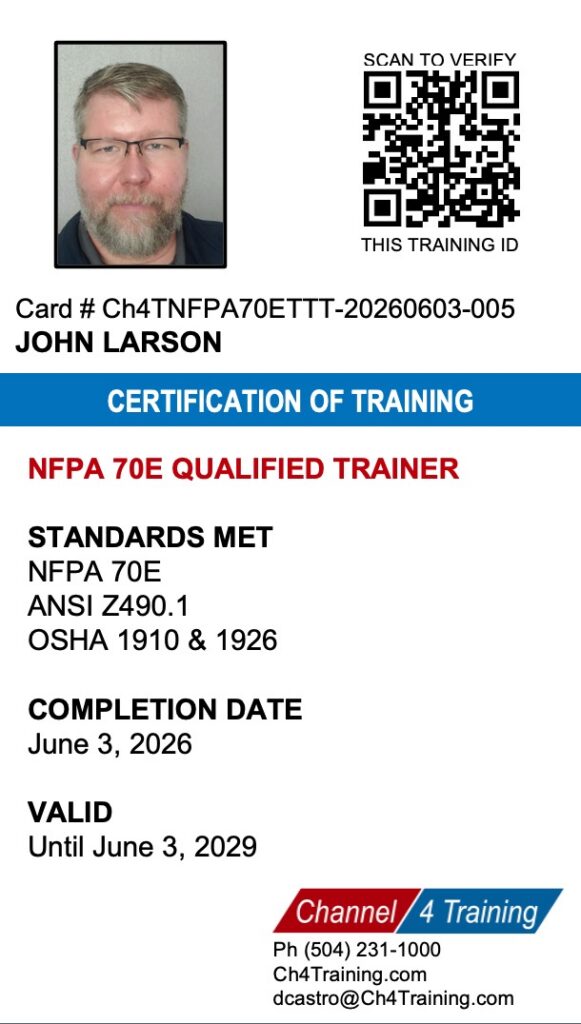 Ch4Training NFPA 70E Trainer - John Larson